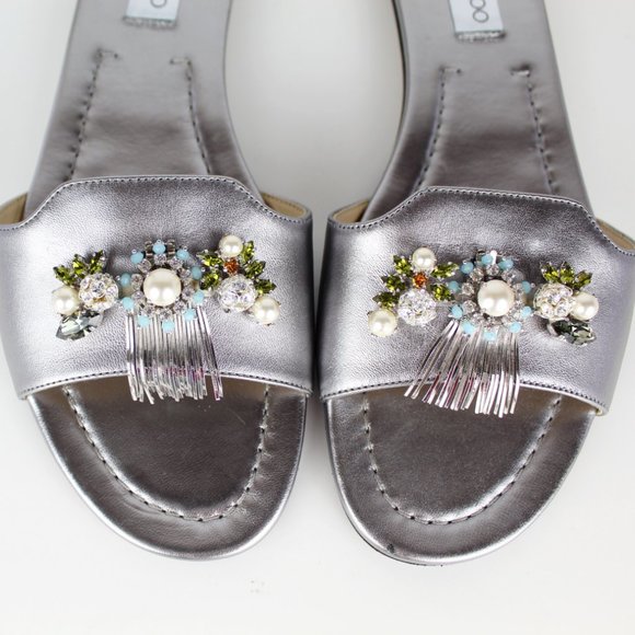 NEW JIMMY CHOO Naya Embellished Metallic Slide | Luxe Summer Party Sandals - Picture 8 of 16